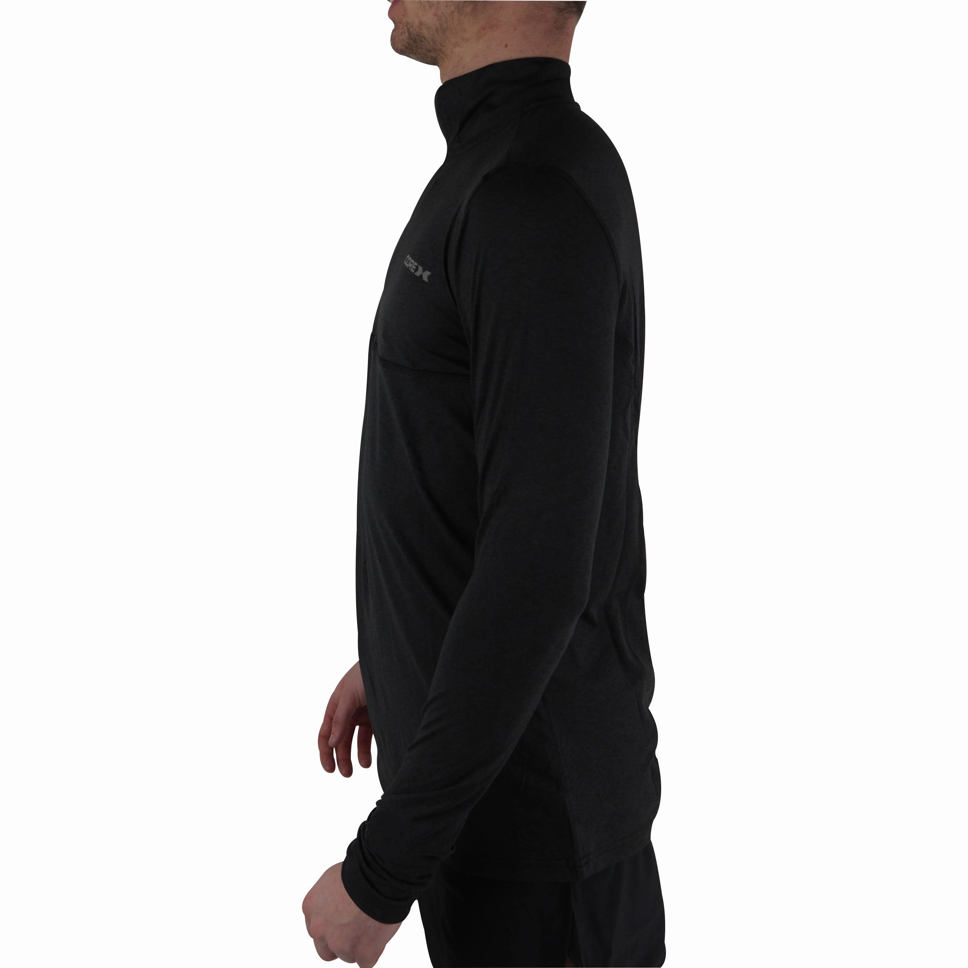 CoreX Fitness Half Zip Long Sleeve Mens Running top - Black Dress Down Generic