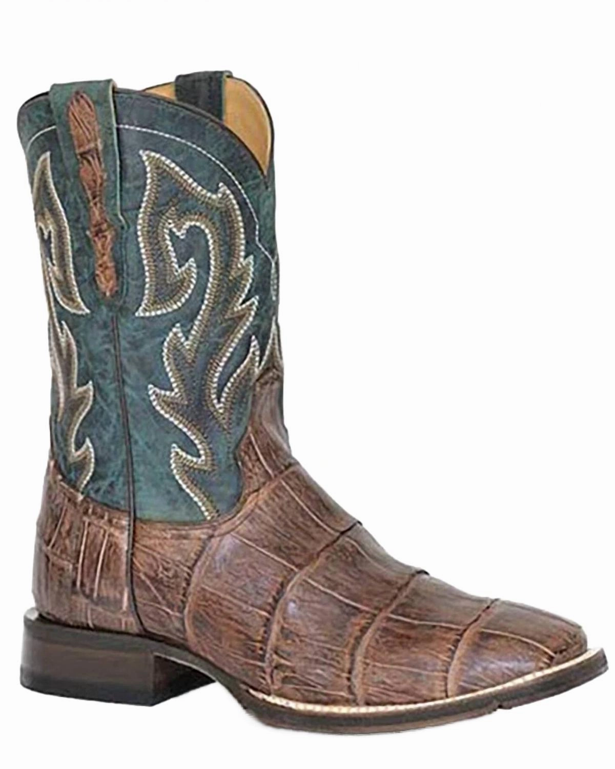 Rugged Built Work Commute Men's Alligator Performance Sole Exotic Boot In Brown/blue