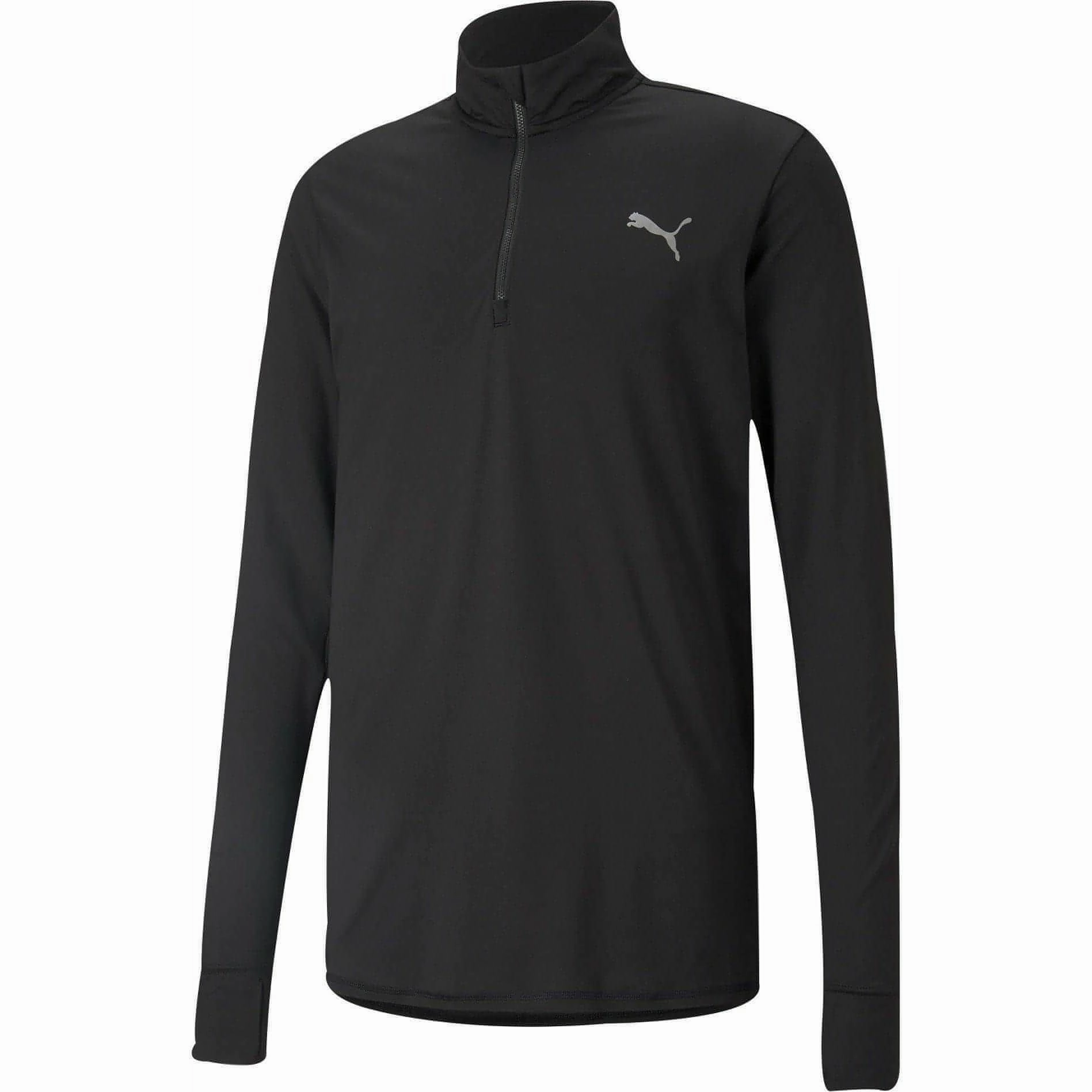 Puma Favourite Half Zip Long Sleeve Mens Running Top - Black hat