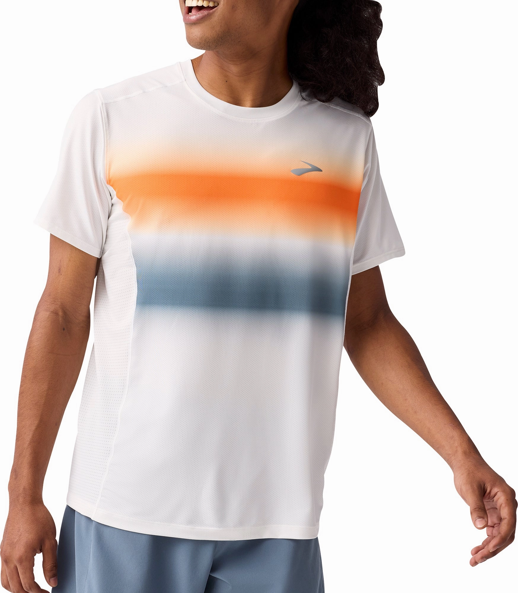 Brooks Atmosphere 3.0 Short Sleeve Mens Running Top - White Fashionable Ease Vintage Look