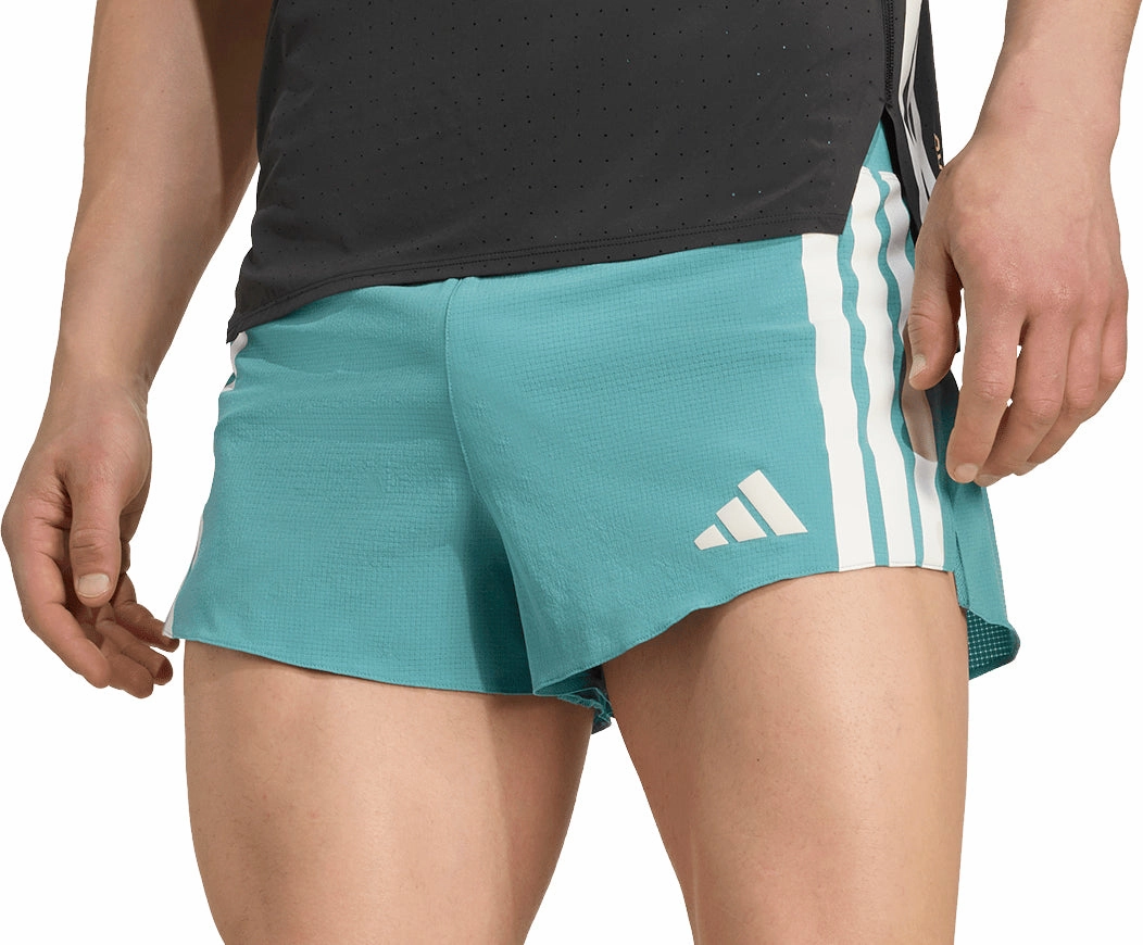 adidas Adizero Gel Pocket 3 Inch Mens Running Shorts - Green Side Pockets