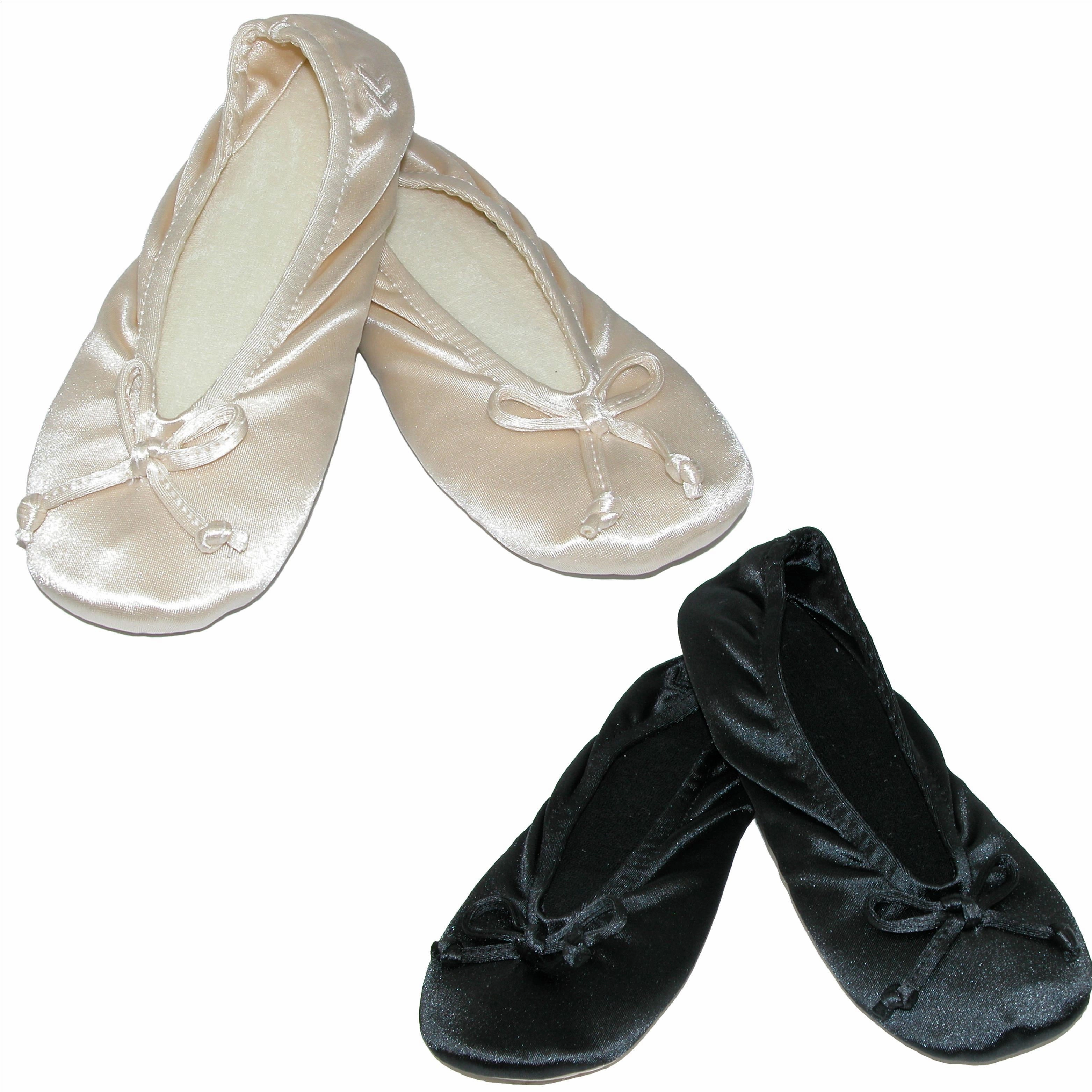 Anti Slip Sole Waterproof Material Women's Satin Plus Size Ballerina Slippers (Pack of 2)