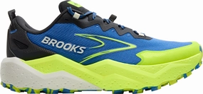 Brooks Caldera 8 Mens Trail Running Shoes - Blue running in a train station area shoes Hyper Responsive Cushioning