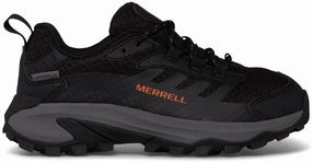 Trail Comfort Fit Merrell Moab Speed 2 Waterproof Childrens Walking Shoes - Black