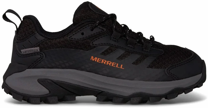 Trail Comfort Fit Merrell Moab Speed 2 Waterproof Childrens Walking Shoes - Black