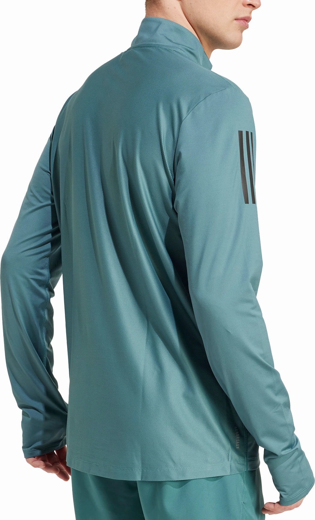 adidas Own The Run Half Zip Long Sleeve Mens Running Top - Green Duvet Warmth Retention