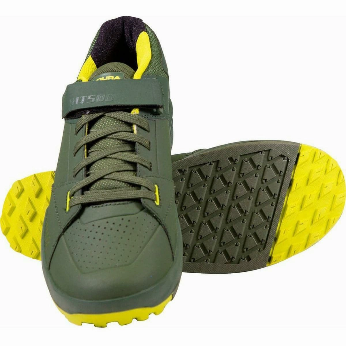 Perforated Ventilation System Vegan Leather Endura MT500 Burner Flat Mens MTB Cycling Shoes - Green