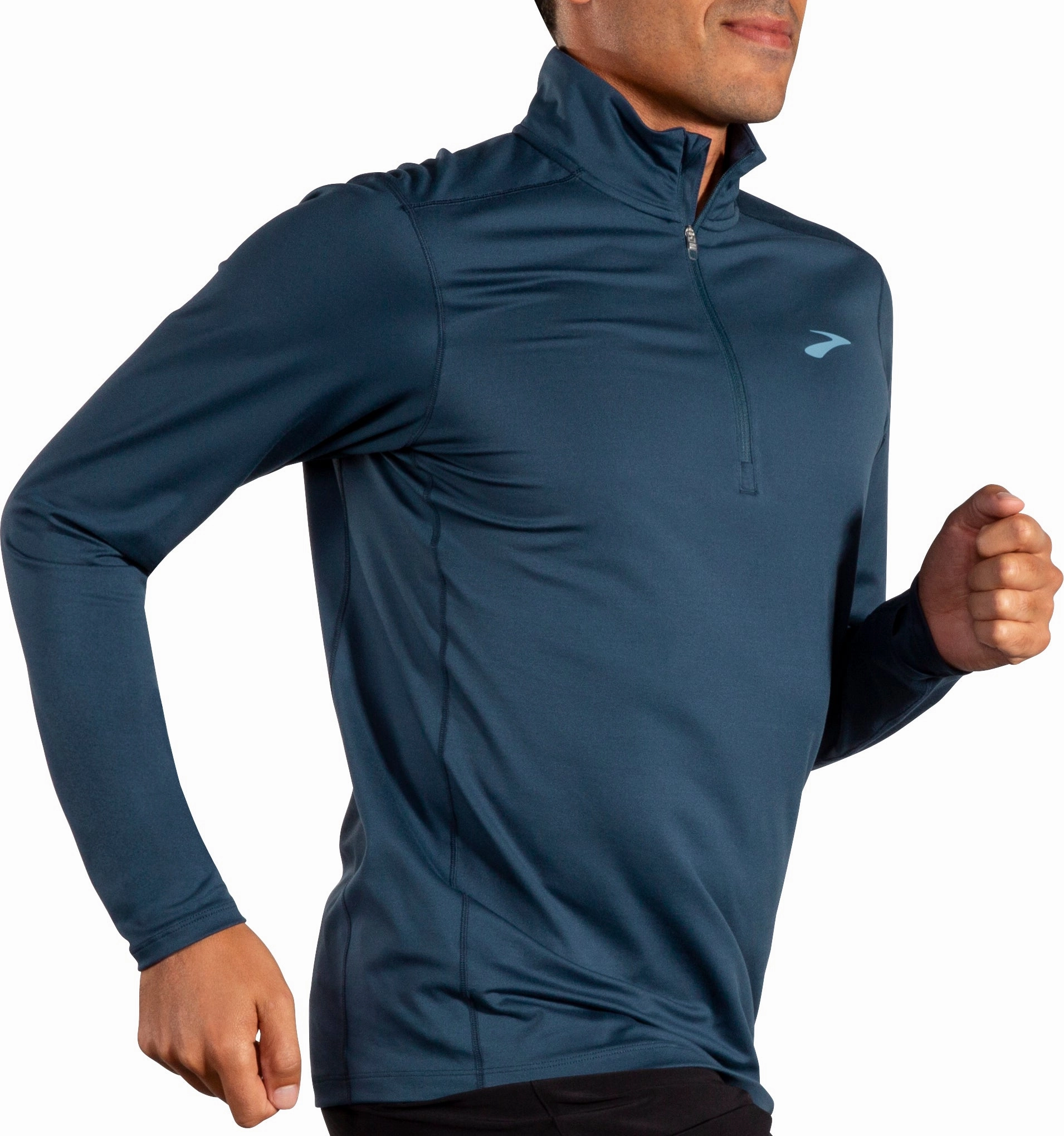 fade - resistant Reinforced Buttonholes Brooks Dash 2.0 Half Zip Long Sleeve Mens Running Top - Blue
