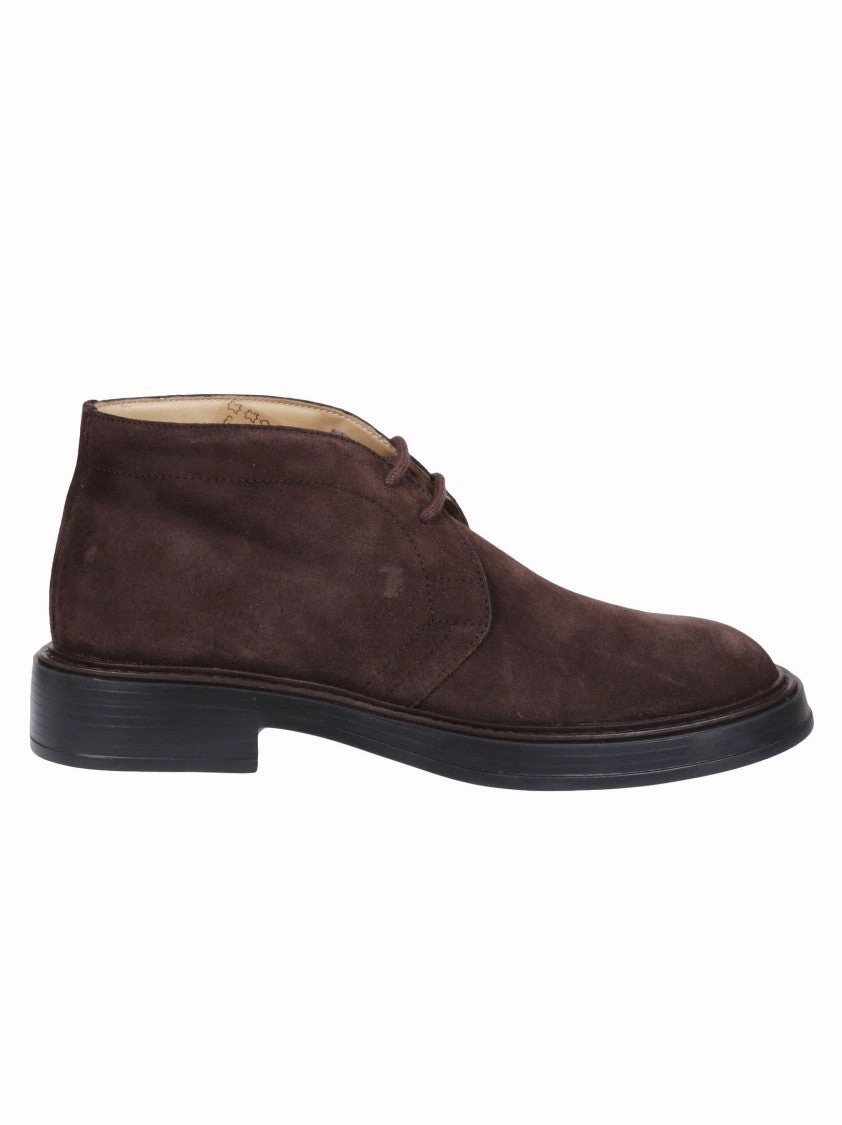 All Weather Cold Weather Commuter Lightweight Fit Dark Brown Suede Polacchino Shoes With Embossed Monogram