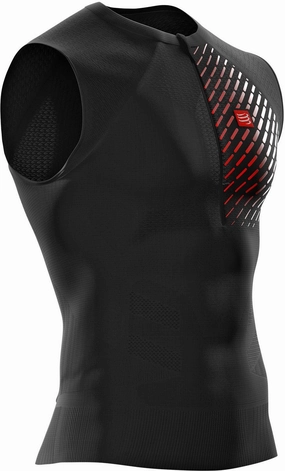 Compressport Trail Postural Mens Running Tank Top - Black compression support Airtight Sealing