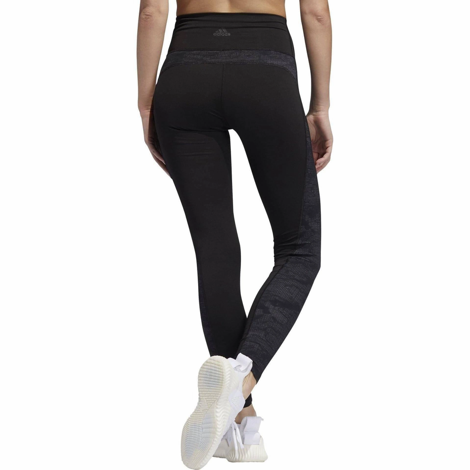 adidas Believe This Jacquard High Rise Womens Long Training Tights - Black Subtle Detail Dance Practice Petite Size