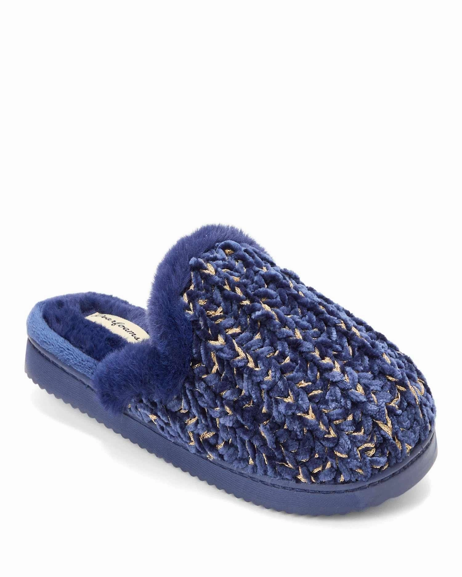 Anti   Fatigue Dearfoams Women's Paris Chenille Shaped Tab Scuff Slipper