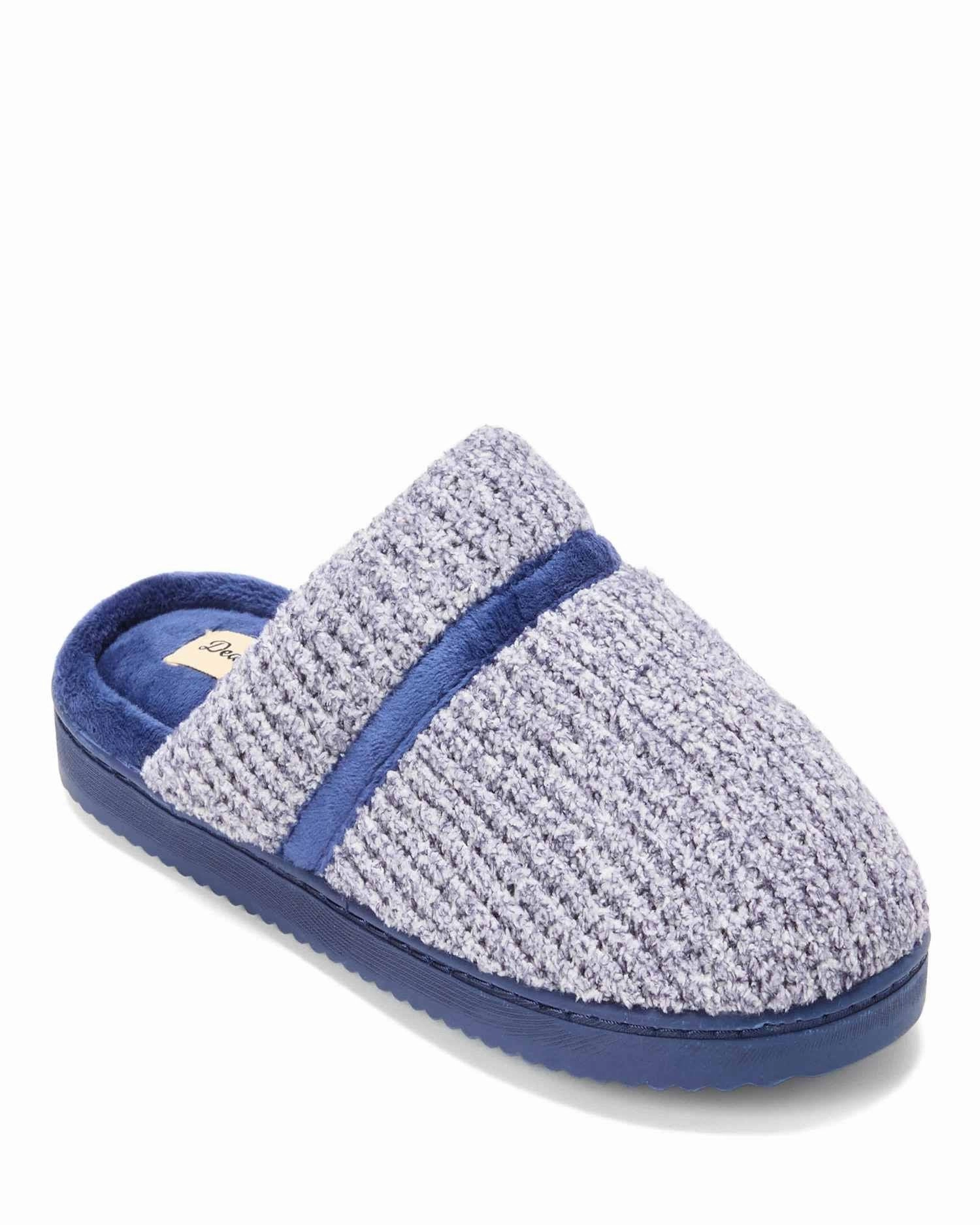 Dearfoams Women's Serena Marled Chenille Scuff House Slipper Indoor Comfort