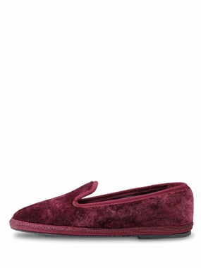 Deep Burgundy Low-Profile Slippers With Velvety Texture Instant Step