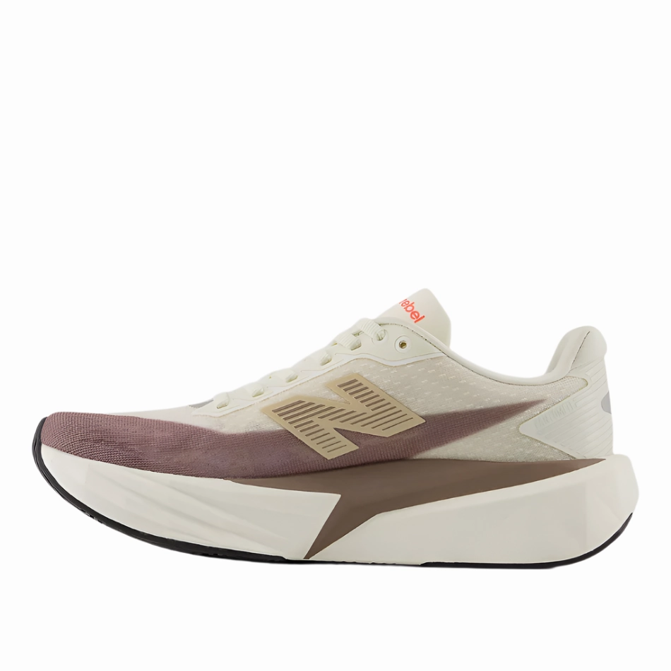 Lightweight Midsole Technology rechargeable New Balance Women's Fuelcell Rebel v5 Running Shoes in Angora/Earth Shadow/Sea Salt AW25