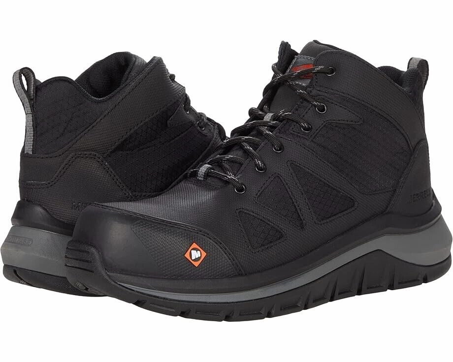 Merrell Work Fullbench Speed Mid CF J003319-001 Men 6.5 Black Work Shoes ZPO1518 Flex Groove Technology Ergonomic Footbed