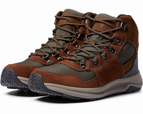 Outback Travel Deer Stags Peak Boots Mens  Chestnut Green Faux Suede Ankle Hiking ZPO3896
