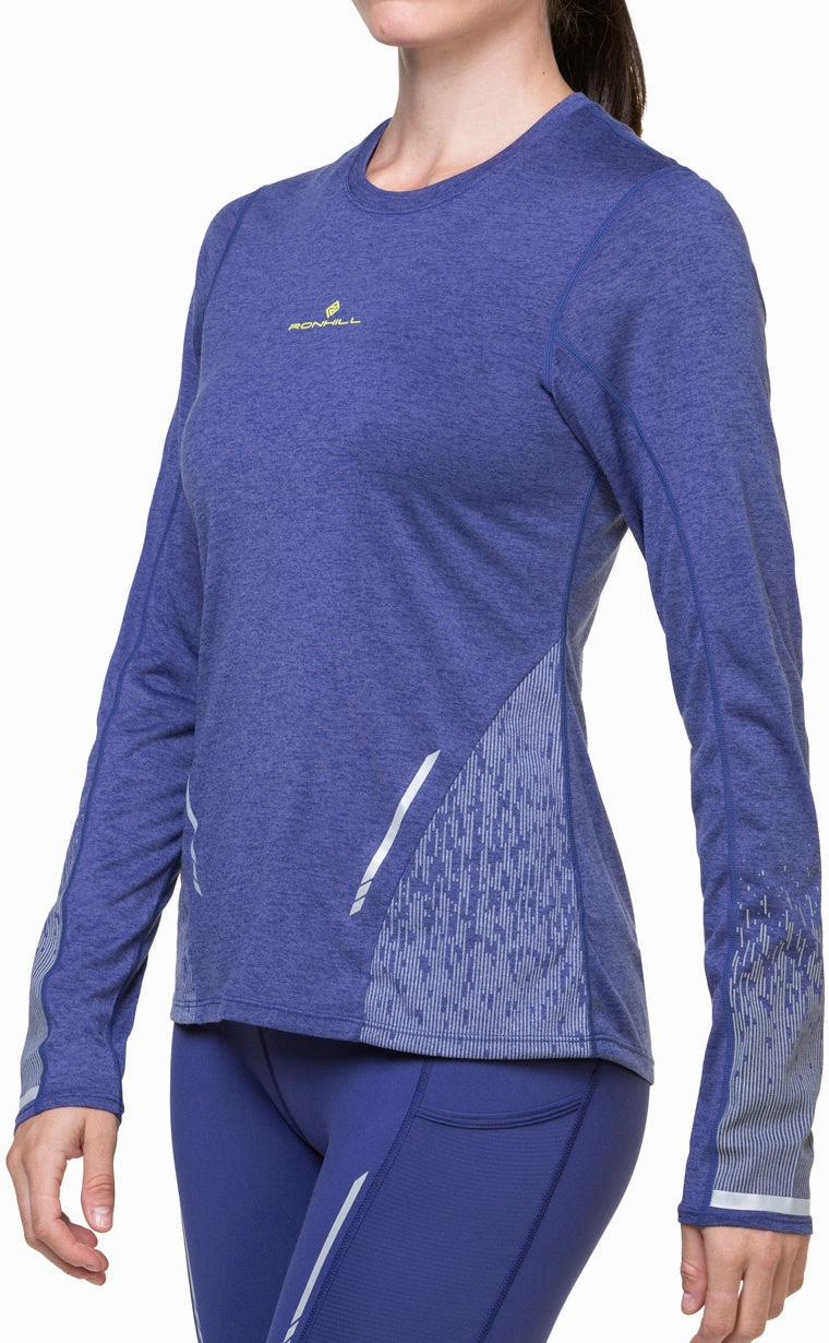 Ronhill Tech Reflect Long Sleeve Womens Running Top - Blue Designer