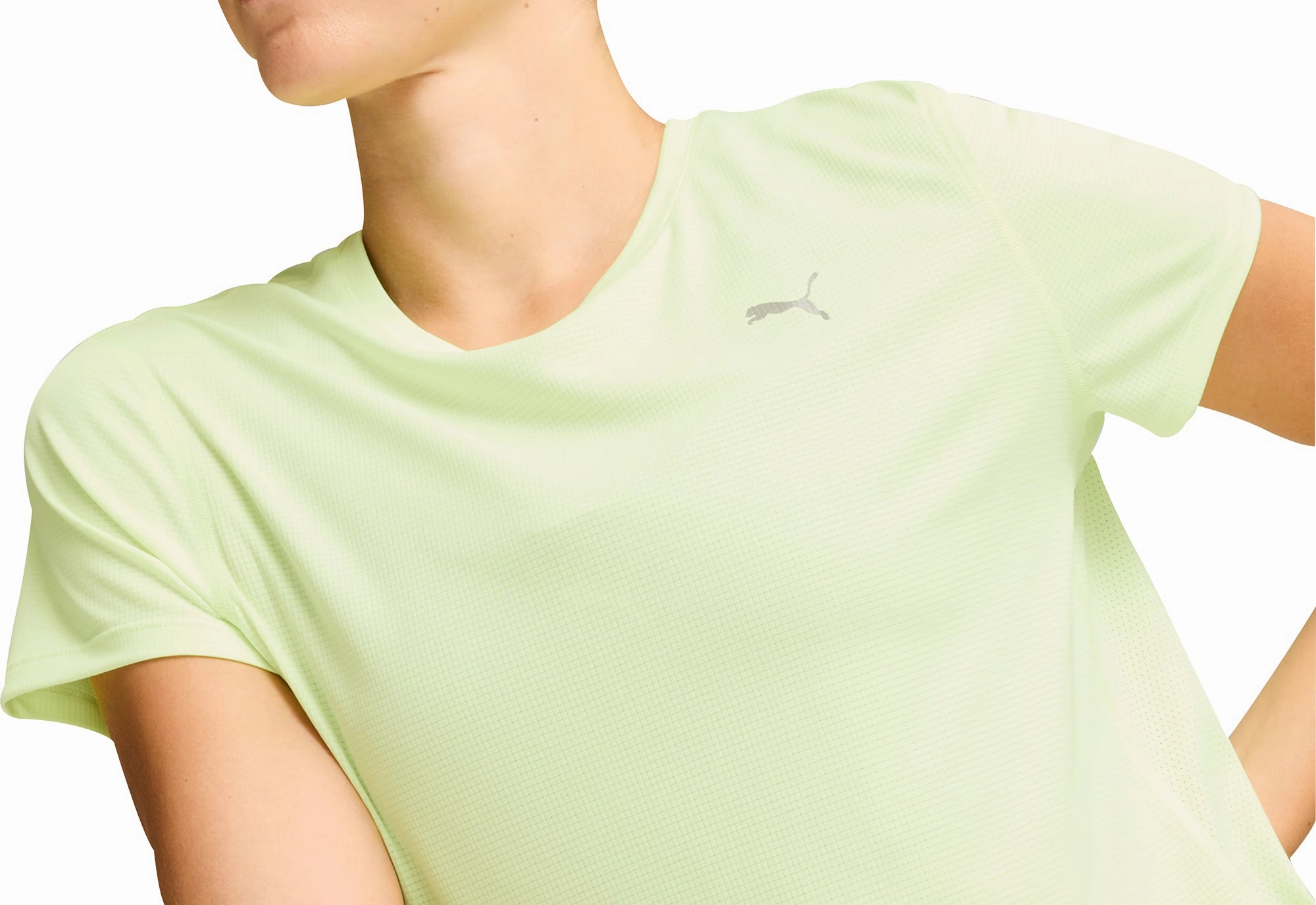 Puma Run Favourite Velocity Short Sleeve Womens Running Top - Green Cotton Blend Casual Look Wear