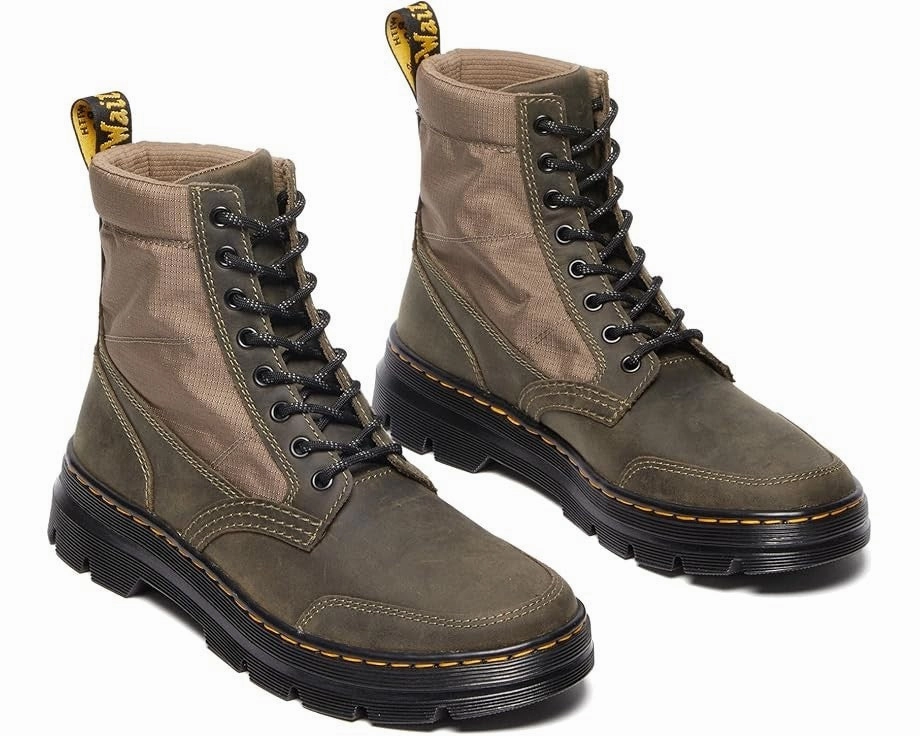Dr. Martens Combs Jungle R32107831 Boots Men's  Dark Khaki Ankle JOBB498 Seamless Comfort Rural Traveler Feather Light Remote Hiking