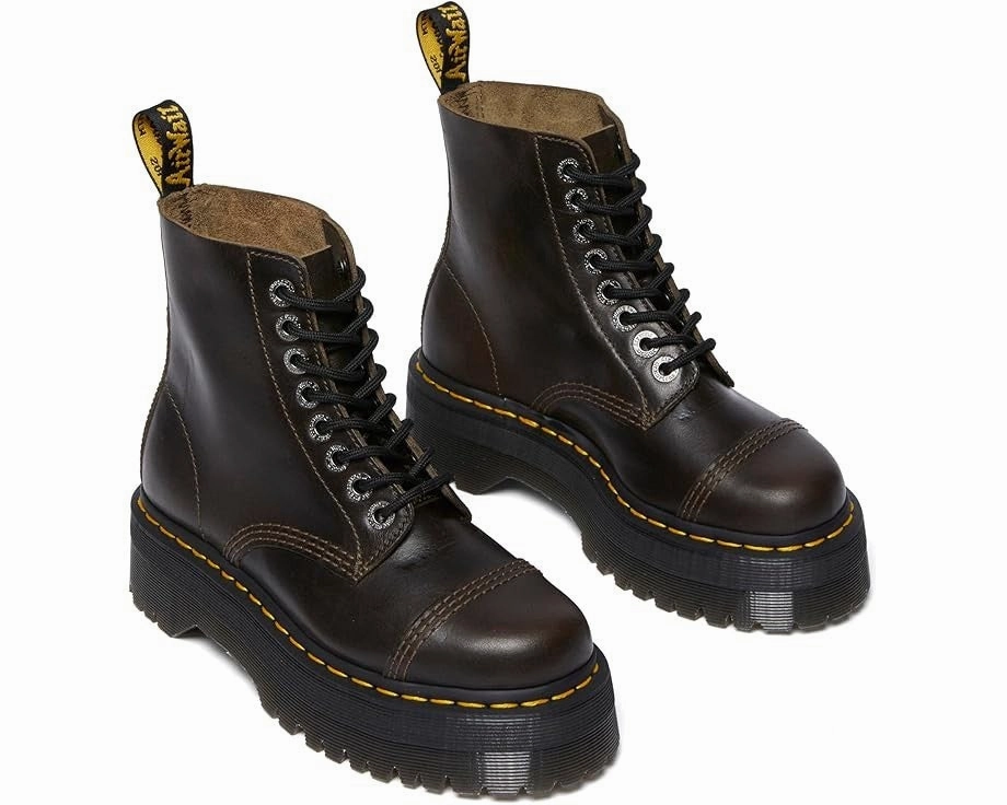 Leather Love Pair Dr. Martens Sinclair Boots Men's Dark Taupe Leather Ankle Platform JOBB1661