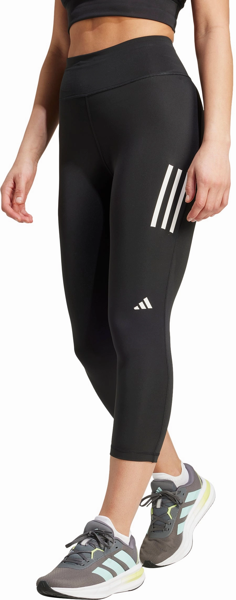 adidas Own The Run Womens 3/4 Capri Running Tights - Black Chic and Soft Fit Street Style