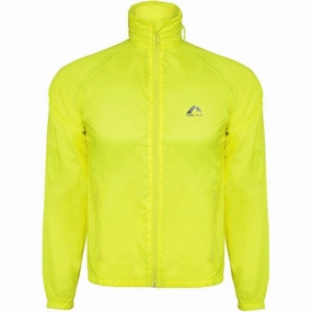 More Mile Neon Hooded Windbreaker Mens Running Jacket - Yellow Unique Piece