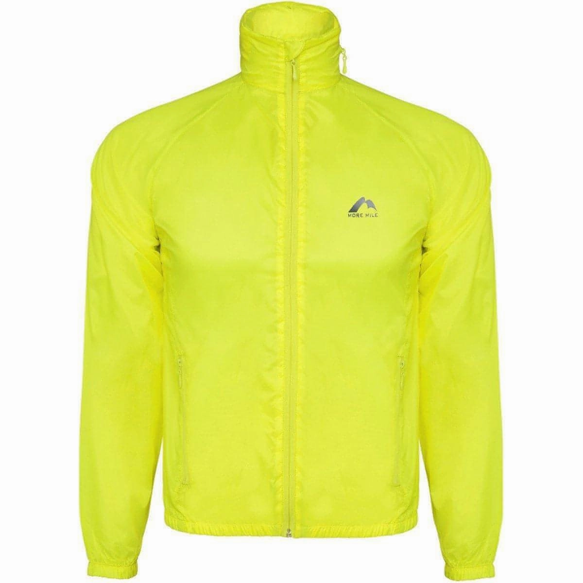 More Mile Neon Hooded Windbreaker Mens Running Jacket - Yellow Universal Size Adaptation