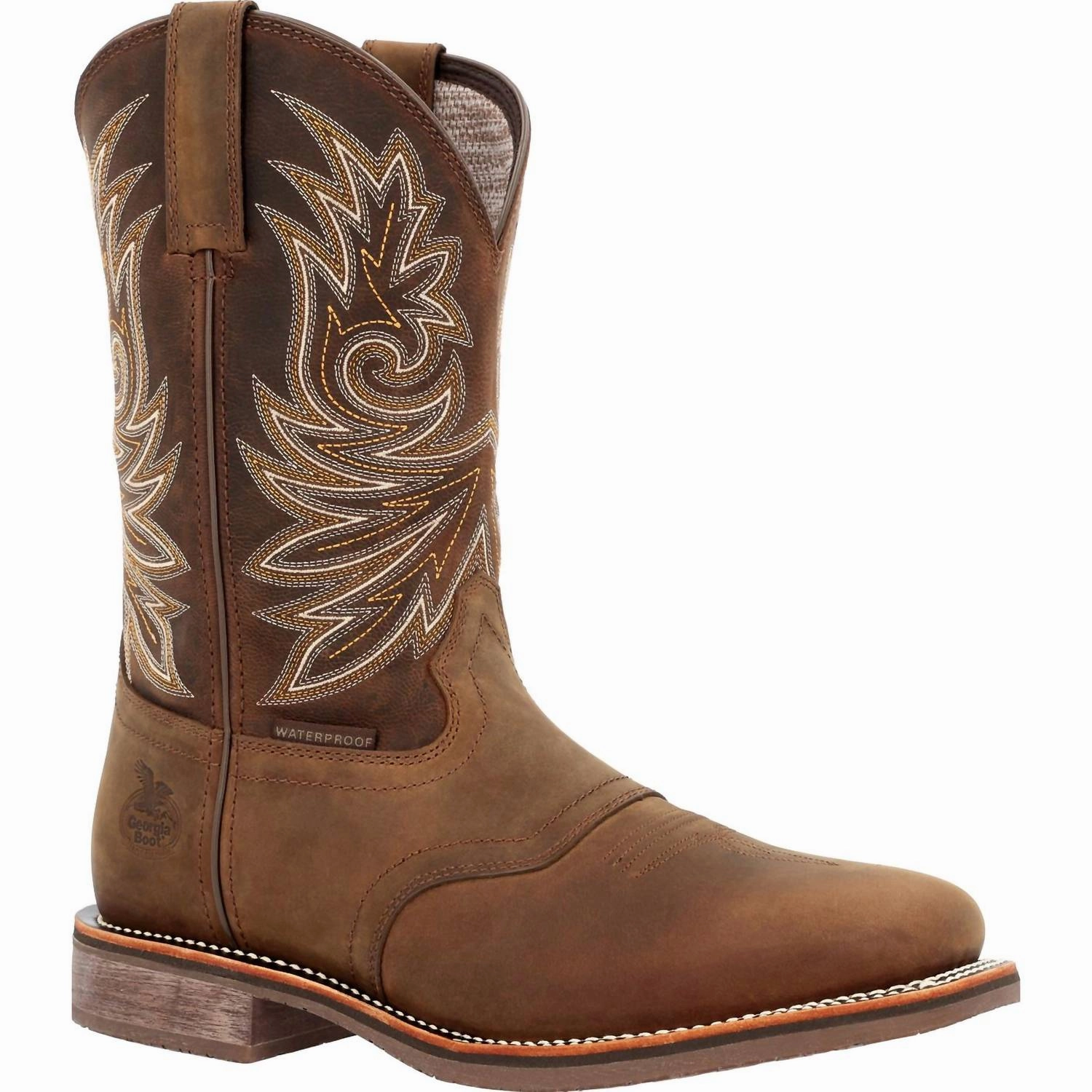 Men's Carbo-Tec Elite Waterproof Western Boot - Wide Width In Brown Well   Made