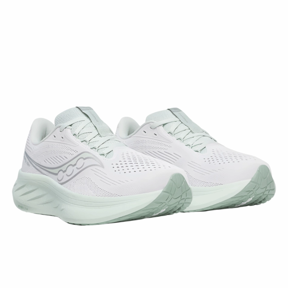 Saucony Women's Ride 18 Running Shoes in Fog/Mist AW25 Ventilated Design Easy - to - Clean