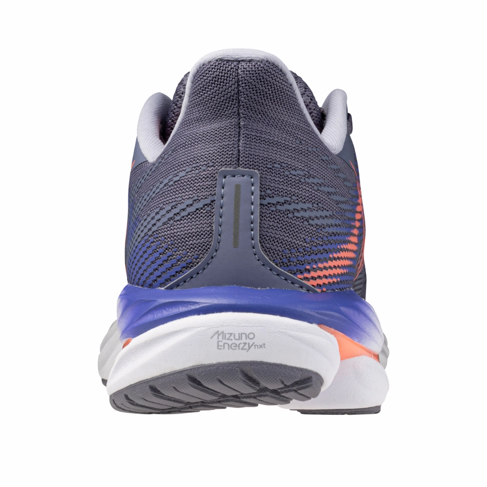 Custom Mizuno Women's Wave Inspire 21 Running Shoes in Blue Granite/Striking Coral/Iris Bloom AW25