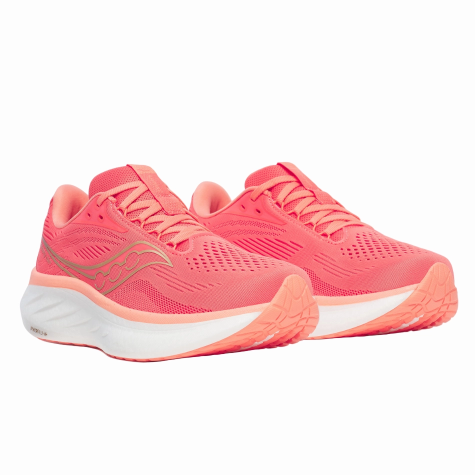 synthetic shoes anti - blister Saucony Women's Ride 18 Running Shoes in Coral/Salmon - Online Exculsive