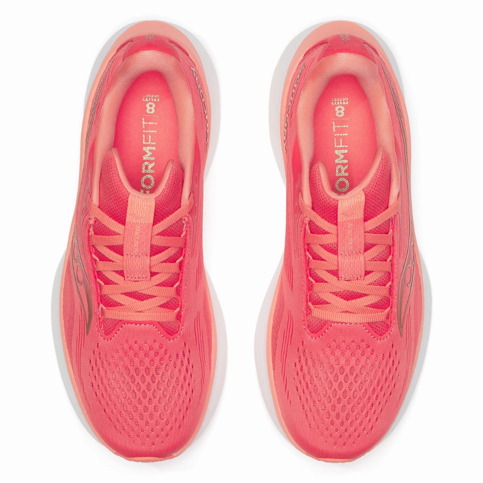 Saucony Women's Ride 18 Running Shoes in Coral/Salmon - Online Exculsive winter running footwear EVA - midsole