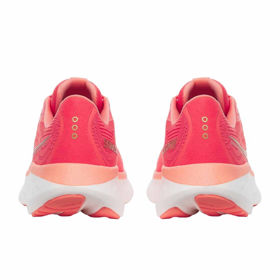 Reactive Transition Zone Saucony Women's Ride 18 Running Shoes in Coral/Salmon - Online Exculsive