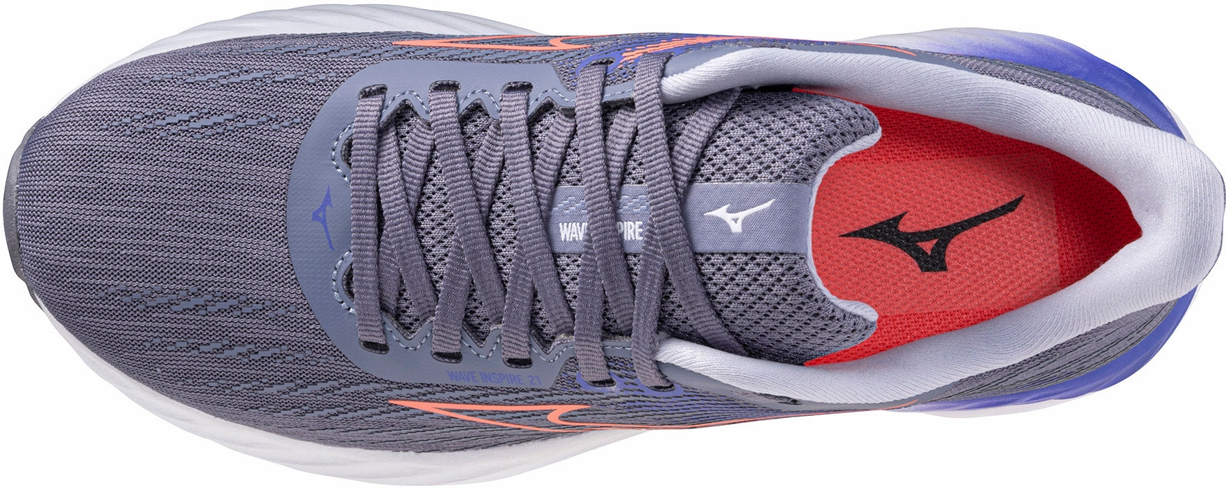 Hyperbolic Logging Cage Mizuno Wave Inspire 21 Womens Running Shoes - Grey