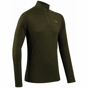 More Mile Core Half Zip Long Sleeve Mens Running Top - Green Desert dune Music related