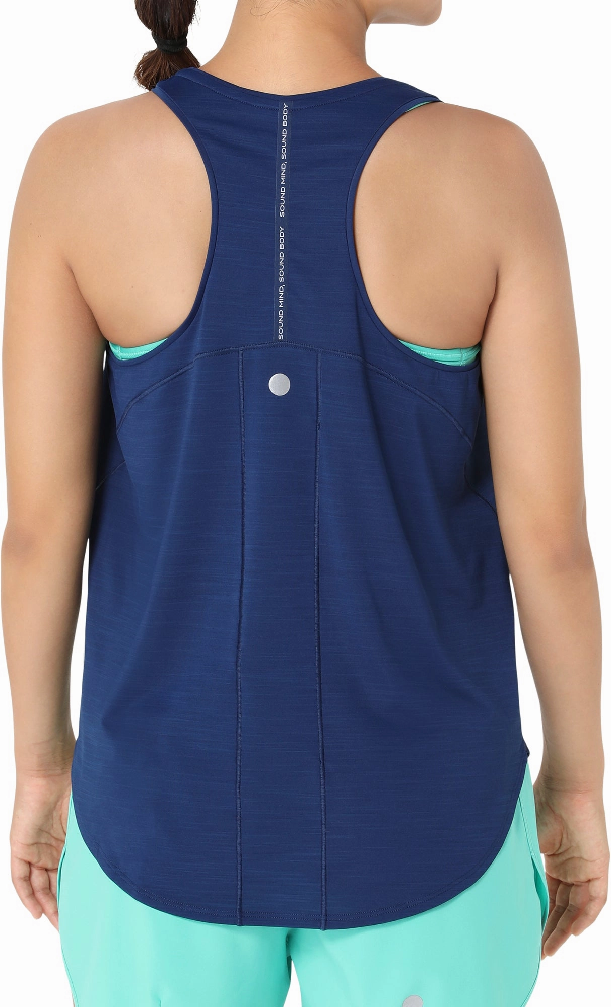 Asics Road Womens Running vest Tank Top - Blue long size Minimalist Style