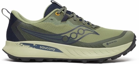 Saucony Peregrine 15 GORE-TEX Mens Trail Running Shoes - Green responsive - sole - technology shoes