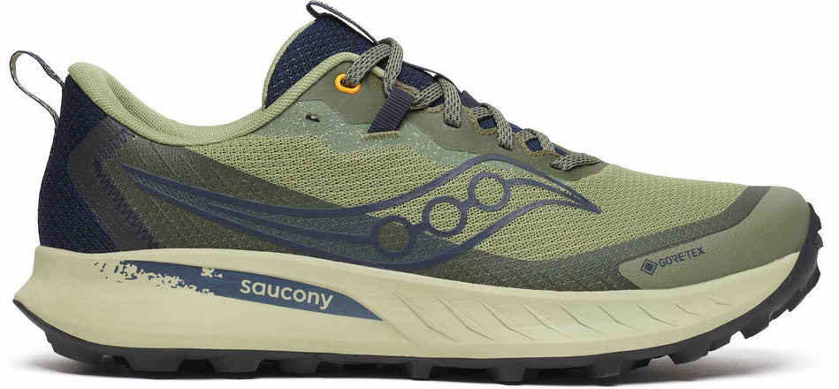 Saucony Peregrine 15 GORE-TEX Mens Trail Running Shoes - Green responsive - sole - technology shoes