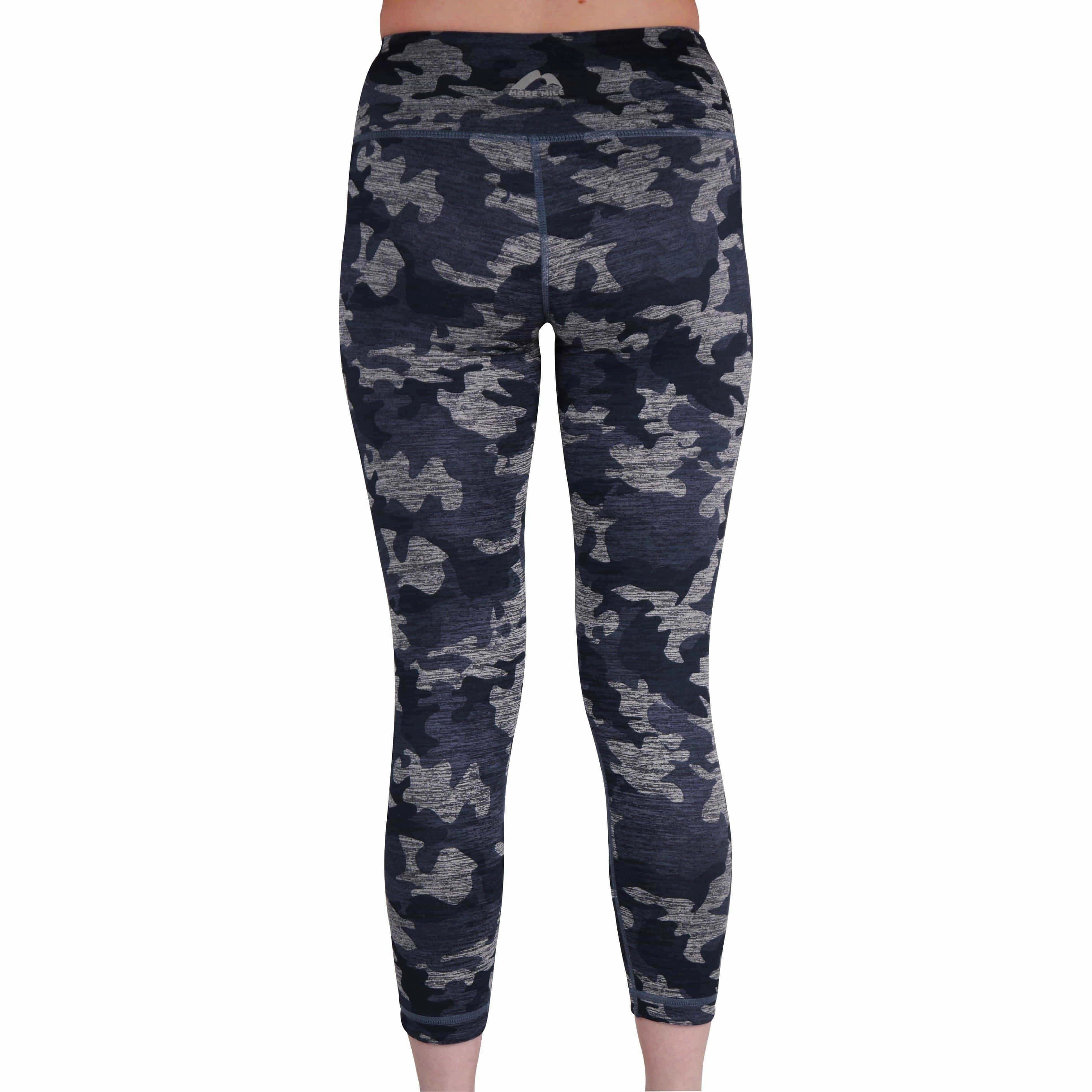 More Mile Reversible Graphic Womens 3/4 Capri Running Tights - Blue Pro Athlete City Walk