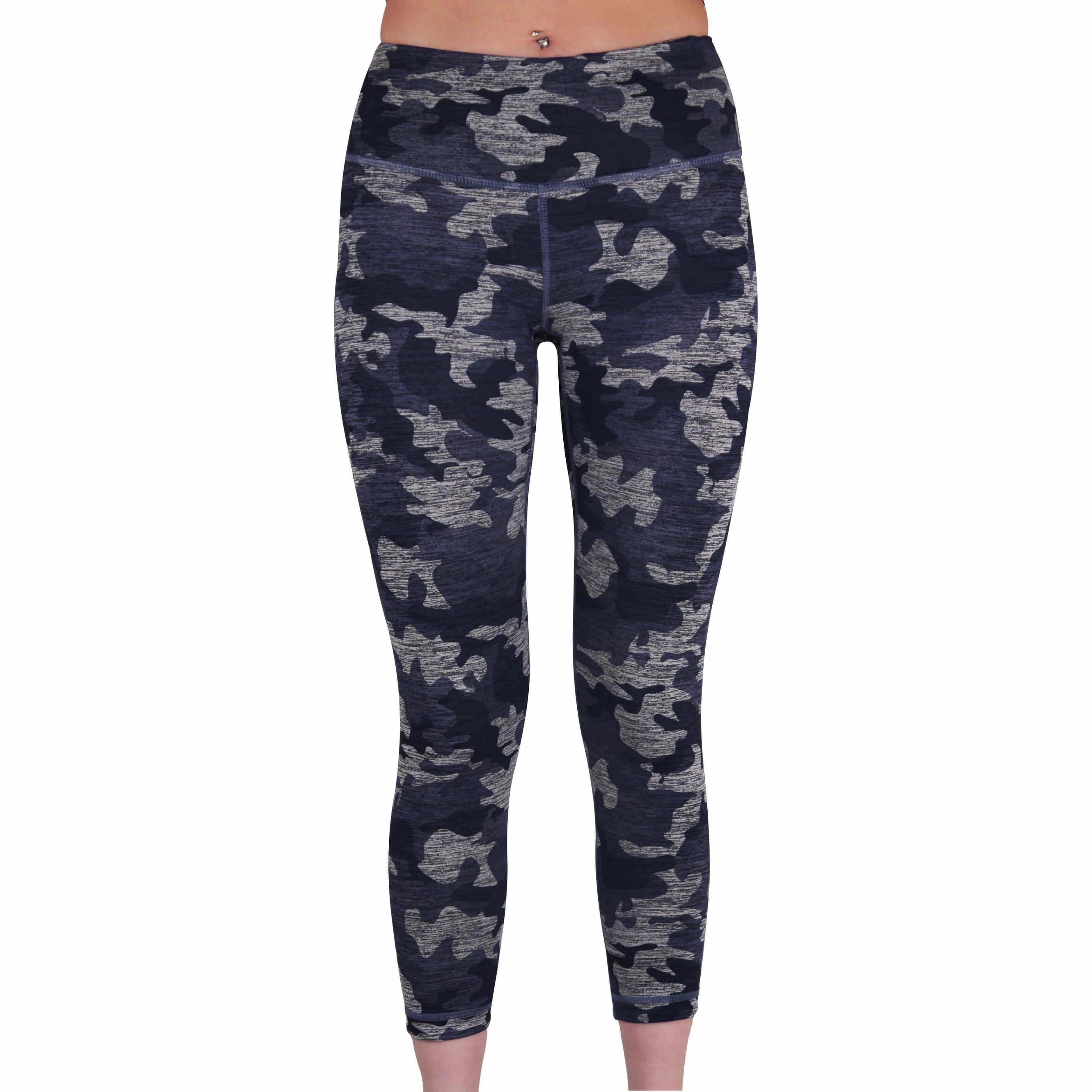 More Mile Reversible Graphic Womens 3/4 Capri Running Tights - Blue Trend Seeker Pilates Session