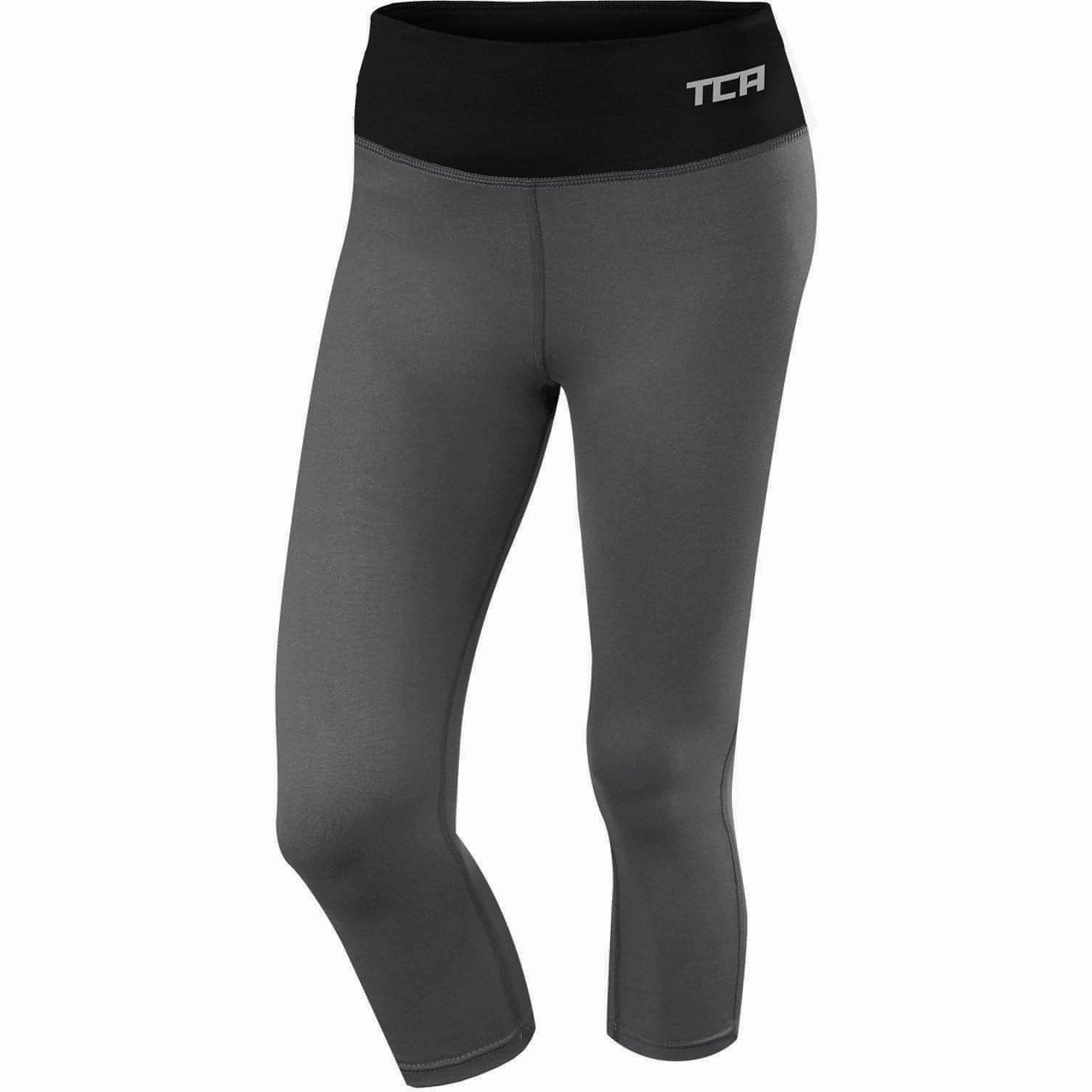 TCA Pro Performance Supreme Womens 3/4 Capri Running Tights - Grey Maternity Wear Stretch Fit