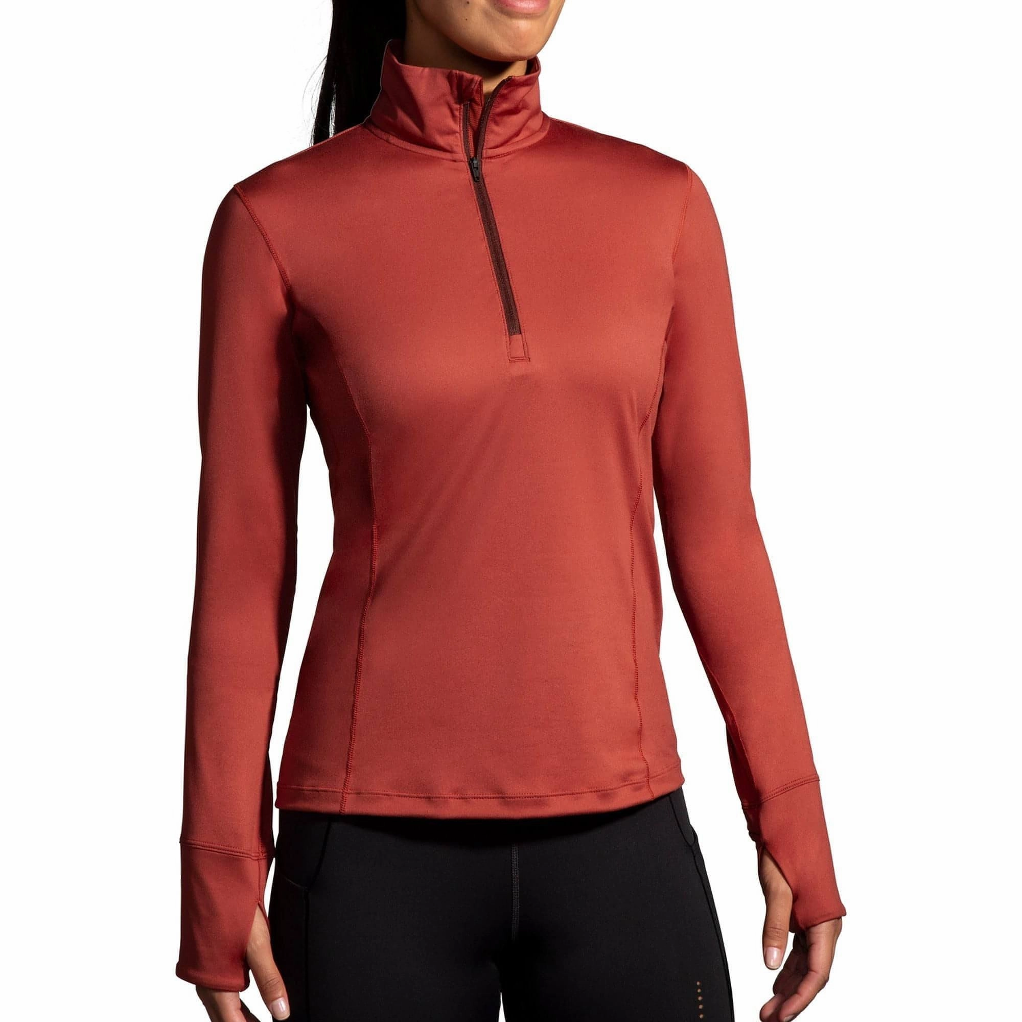 Odor Control Treatment Playroom Brooks Dash Half Zip Long Sleeve Womens Running Top - Red