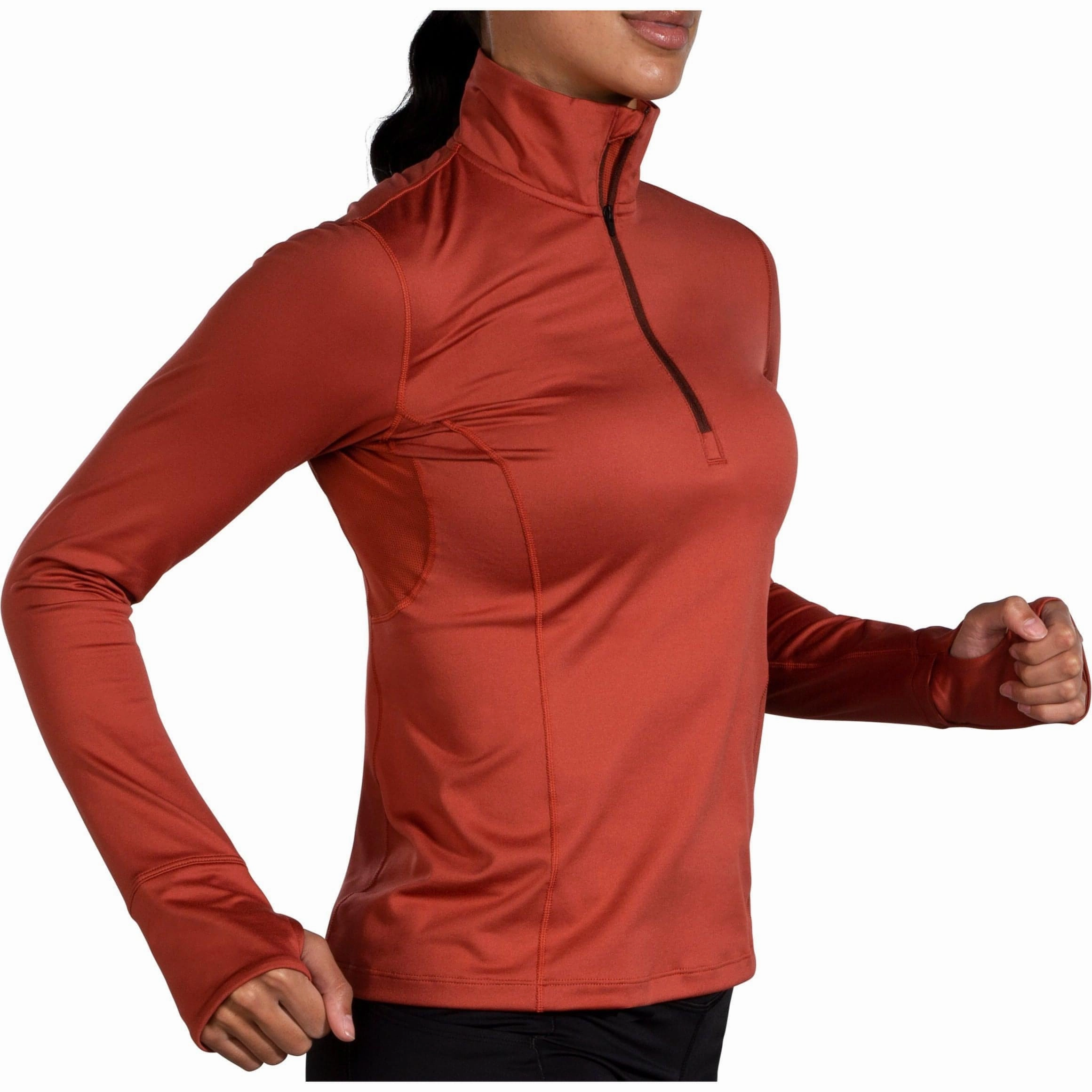 Photo Brooks Dash Half Zip Long Sleeve Womens Running Top - Red