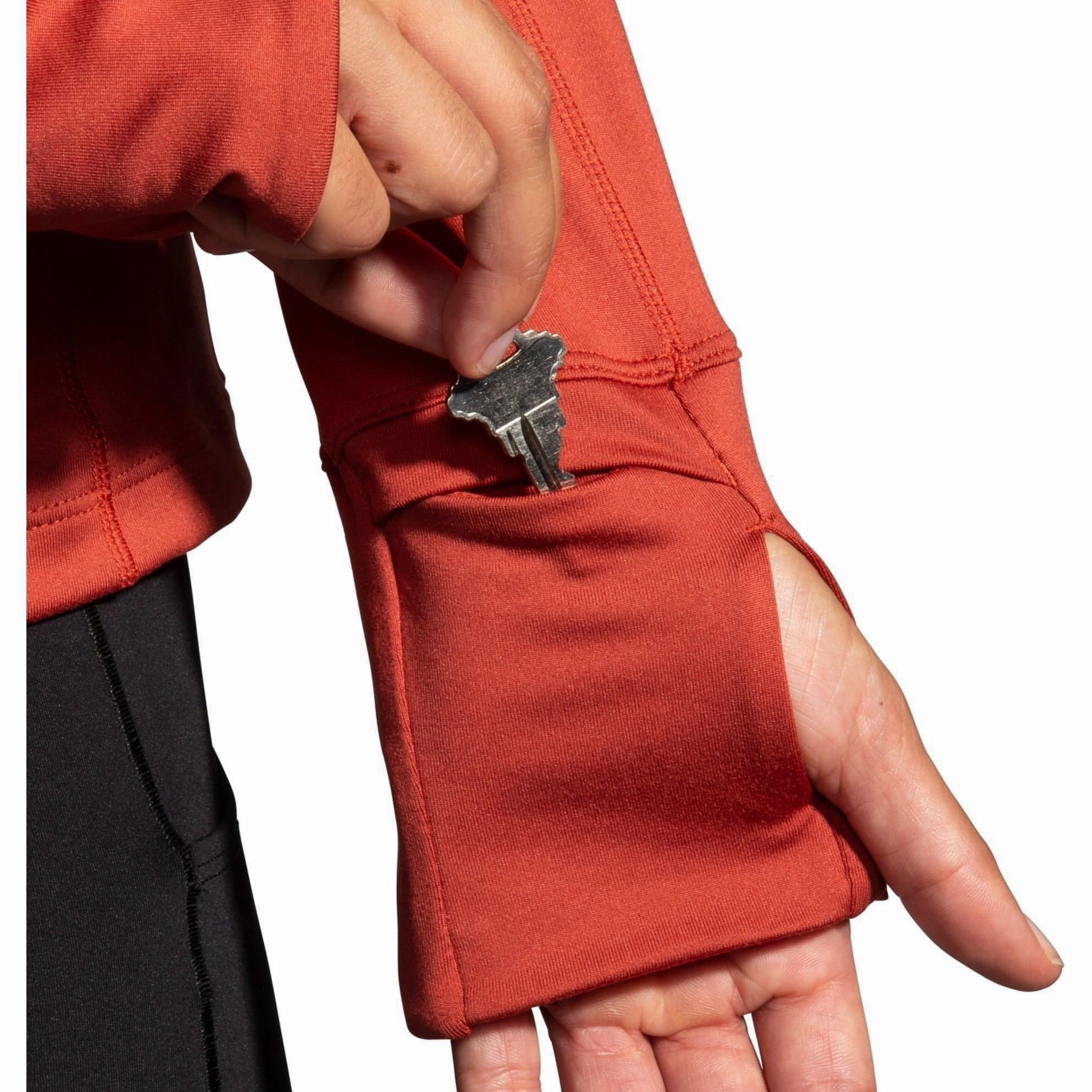 Brooks Dash Half Zip Long Sleeve Womens Running Top - Red Salad Makeup