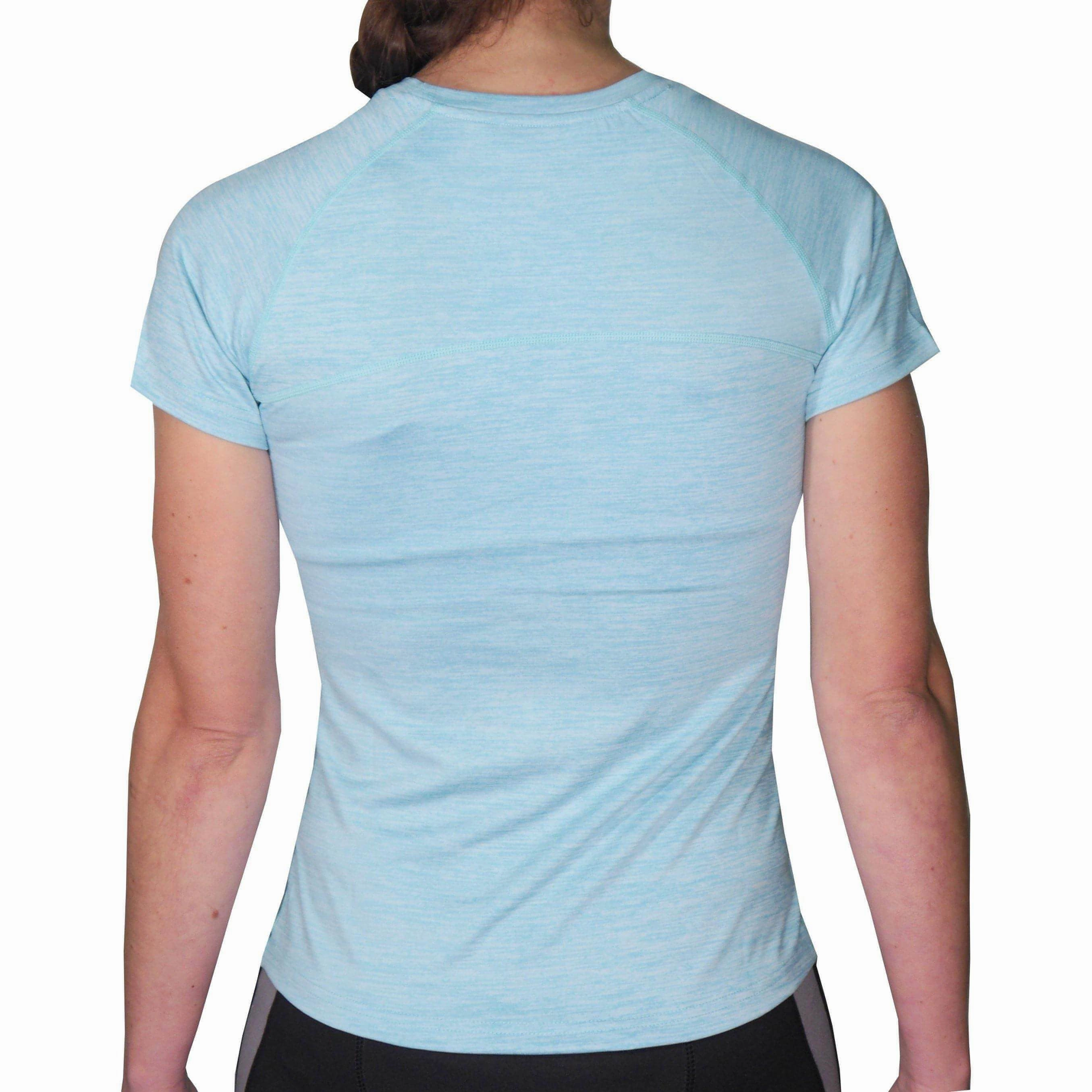 More Mile Heather Short Sleeve Girls Running Top - Blue Relaxed Fit Design