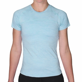 Subtle Logo Placement Quick Dry Fit More Mile Heather Short Sleeve Girls Running Top - Blue