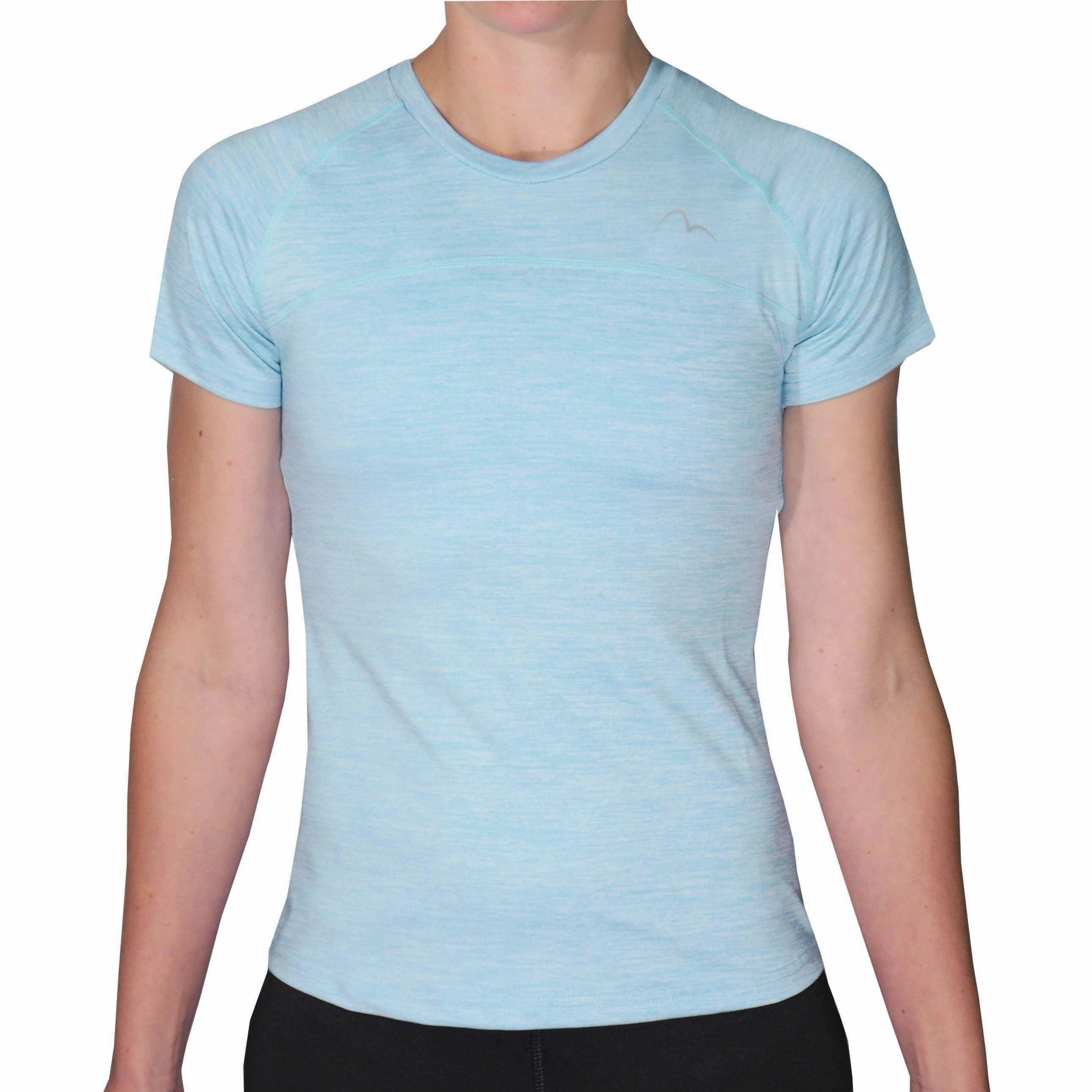 Subtle Logo Placement Quick Dry Fit More Mile Heather Short Sleeve Girls Running Top - Blue