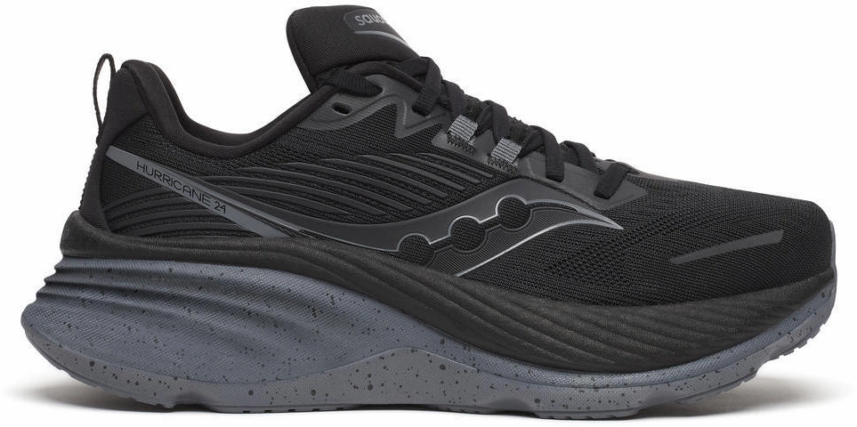 user - friendly Foam Midsole Saucony Hurricane 24 Womens Running Shoes - Black