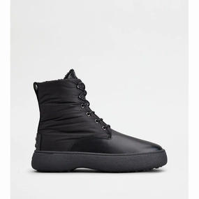Tod's W. G. Lace-up Ankle Boots in Leather and Fabric Travel purpose